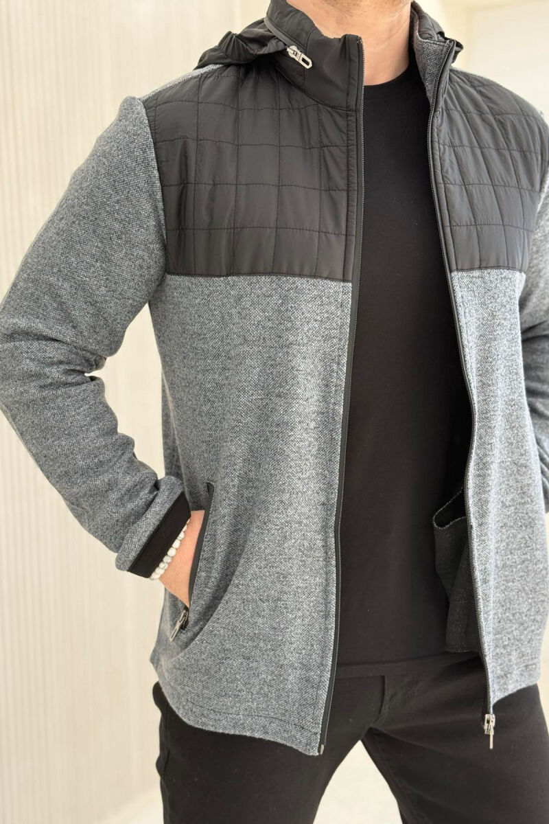 HOODED SIMPLE LIGHT MEN JACKET LIGHT GREY/GZ - 2