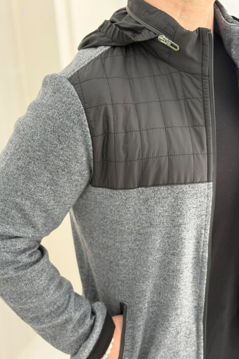 HOODED SIMPLE LIGHT MEN JACKET LIGHT GREY/GZ - 3