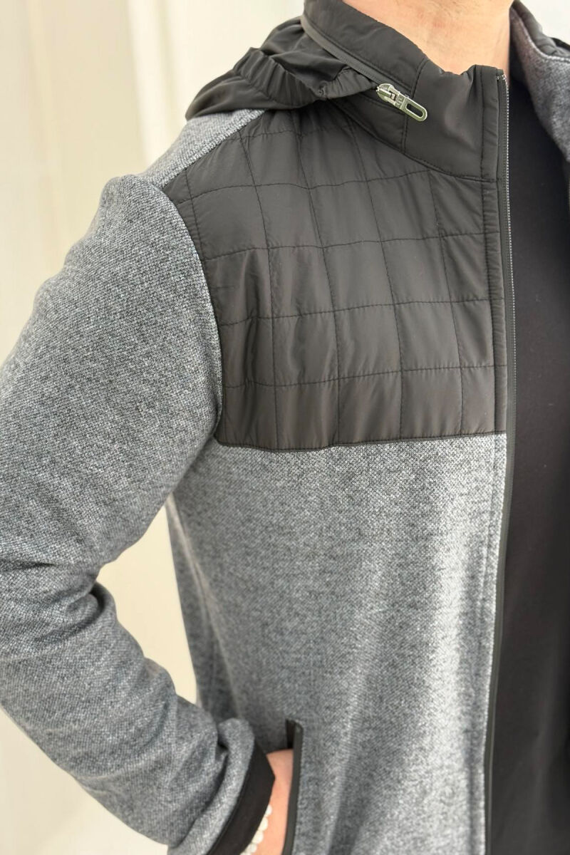 HOODED SIMPLE LIGHT MEN JACKET LIGHT GREY/GZ - 3