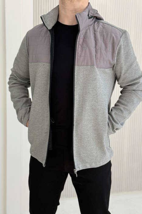 XHAKETË ME KAPUC PËR MESHKUJ NË NGJYRËN MENTE - KLAUDIO FASHION