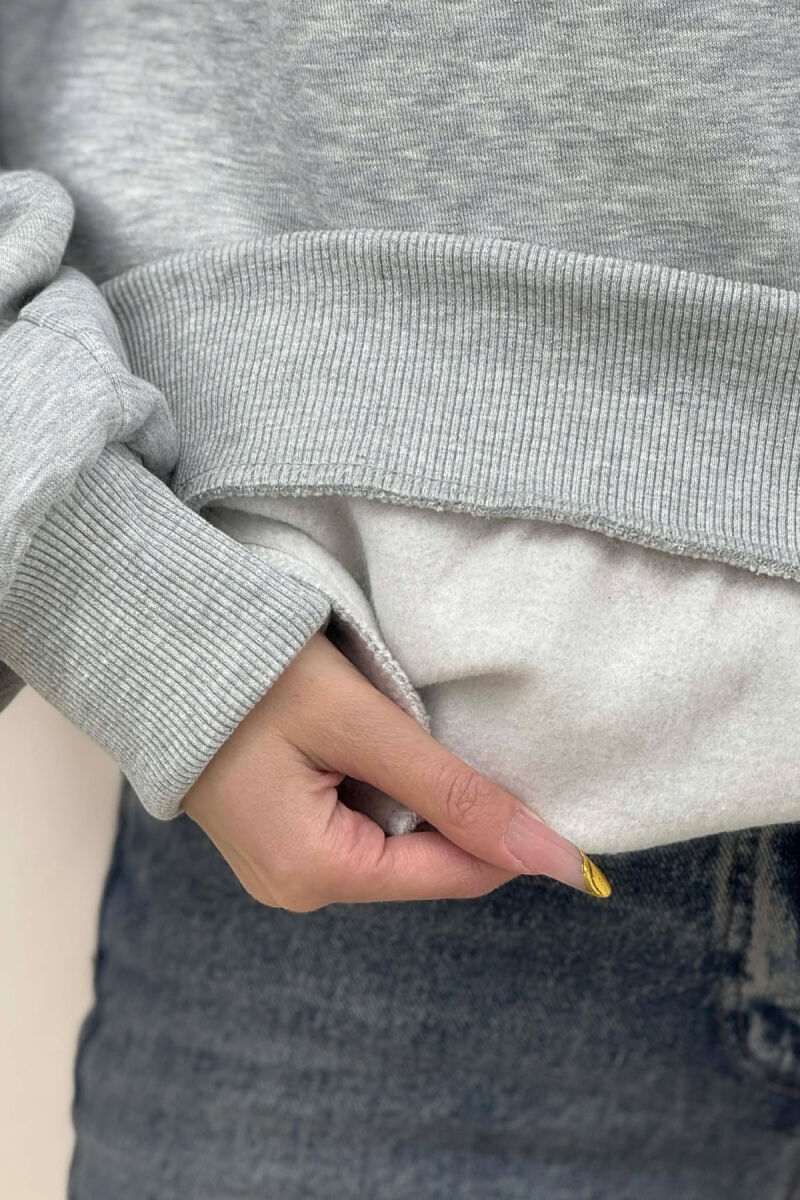 HOODIE E THJESHTE NJE NGJYRESHE PER FEMRA NE NGJYRE GRI TE ZBARDHUR - 3