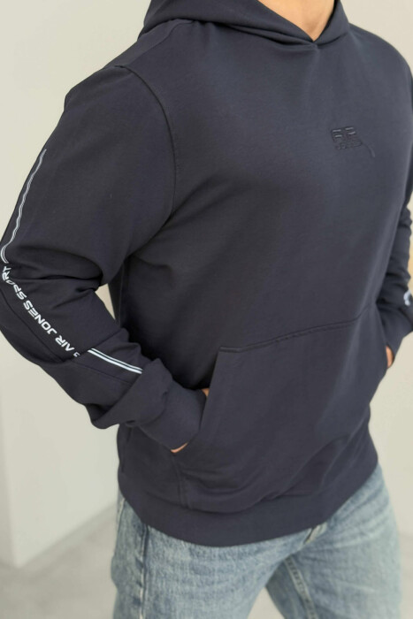 HOODIE ME LOGO TË THJESHTË TË VOGËL PARA PËR MESHKUJ NË NGJYRËN BLU - 4