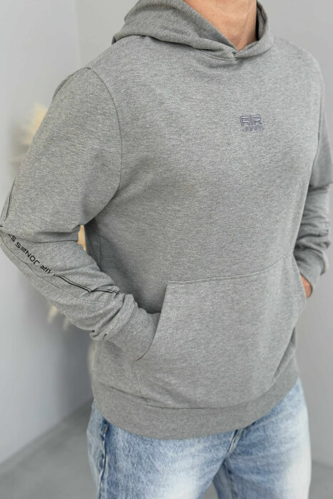 HOODIE ME LOGO TË THJESHTË TË VOGËL PARA PËR MESHKUJ NË NGJYRËN GRI - 4