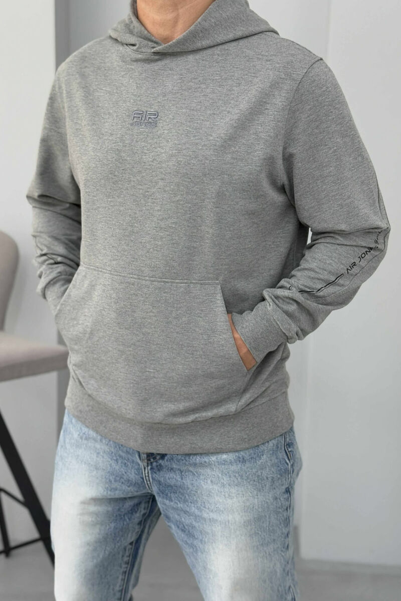 HOODIE ME LOGO TË THJESHTË TË VOGËL PARA PËR MESHKUJ NË NGJYRËN GRI - 1