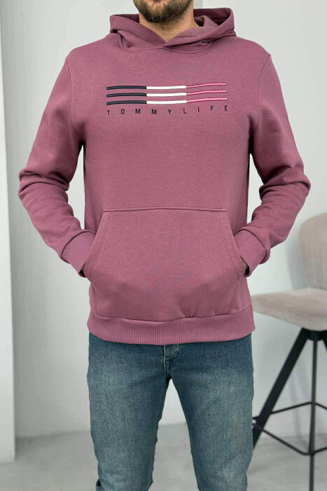 HOODIE ME PUSH DHE ME LOGO PARA PËR MESHKUJ NË NGJYRË UTHULL - 1