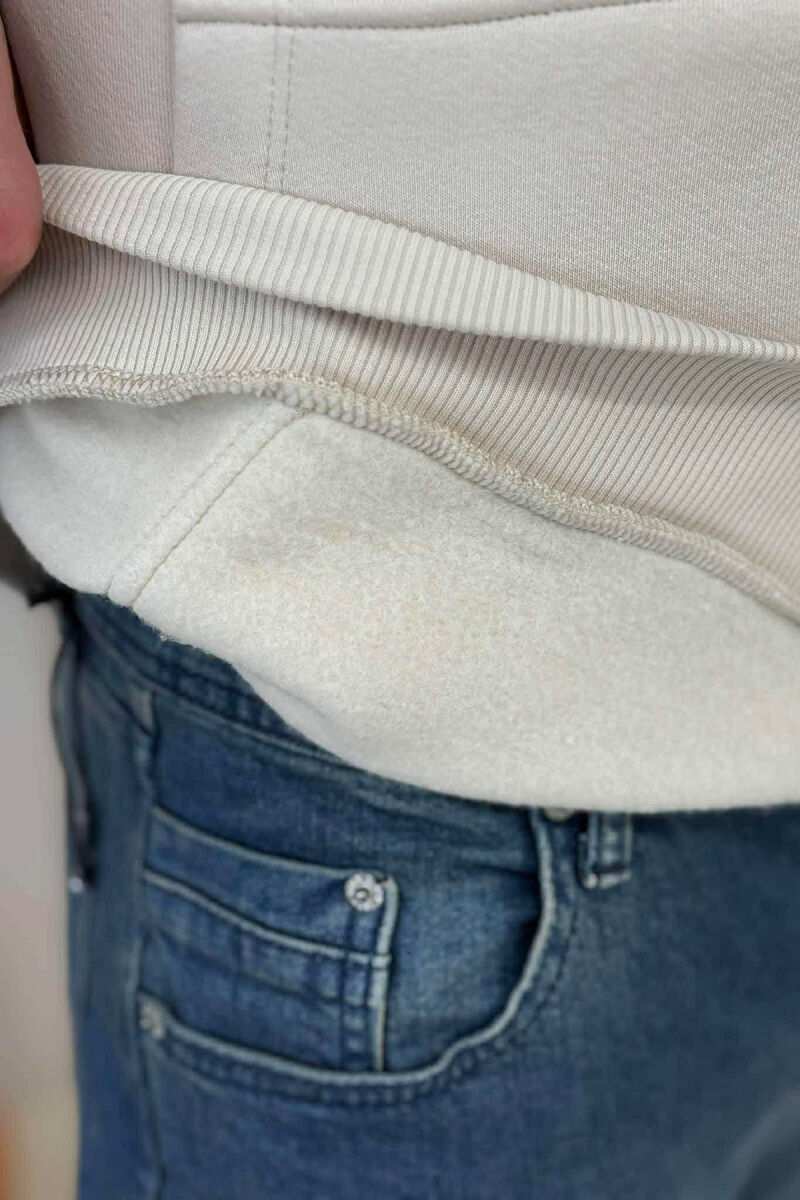 HOODIE ME PUSH DHE ME LOGO PARA PËR MESHKUJ NË NGJYRËN BEZHË - 5