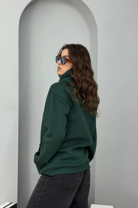 HOODIE ME PUSH DHE SHKRIME NE PJESEN PARA PER FEMRA NE NGJYRE JESHILE TE ERRET - 3