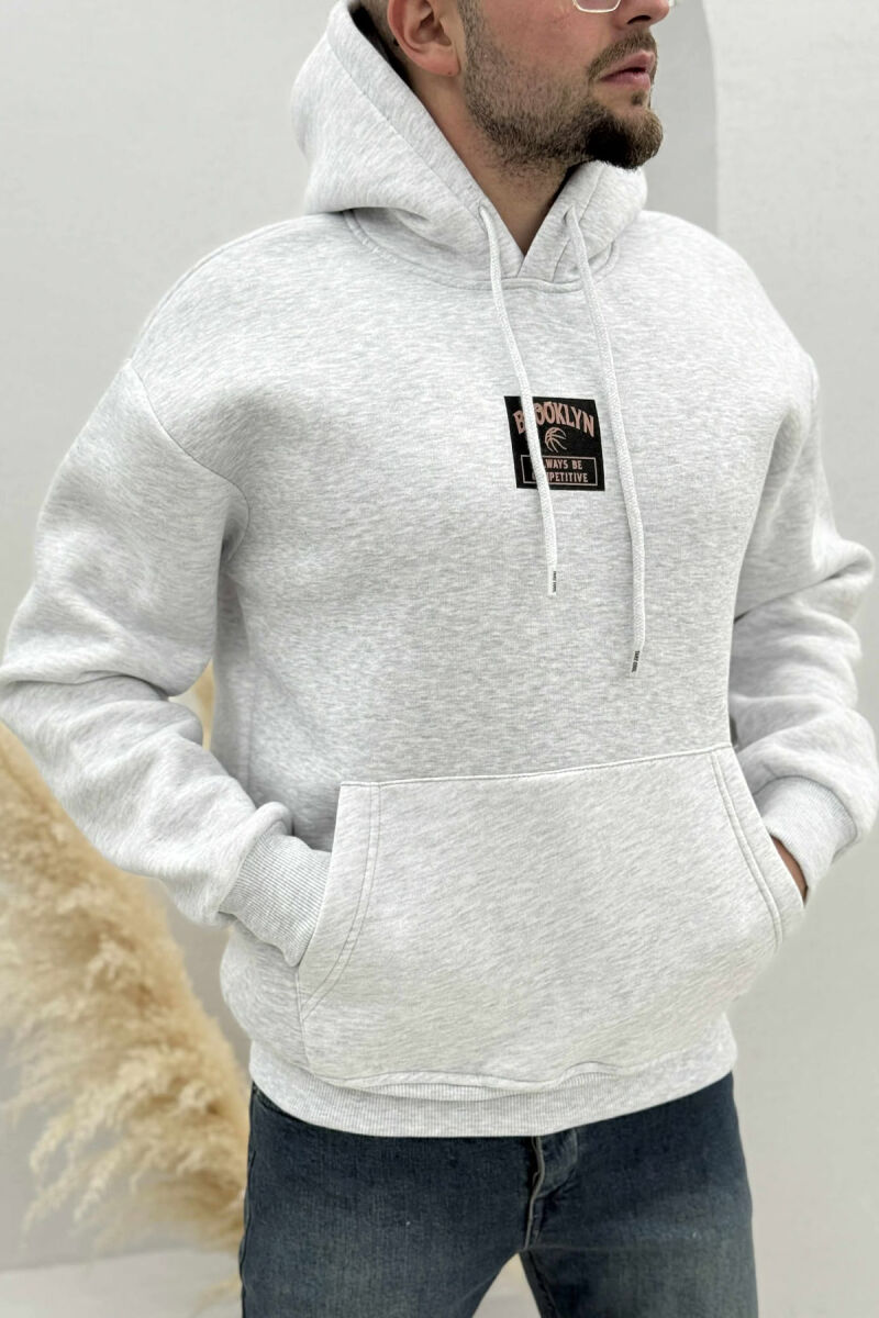 HOODIE ME PUSH NJËNGJYRËSHE DHE ME DIZANJ BASKETBOLL MBRAPA PËR MESHKUJ NË NGJYRËN GRI TË ZBARDHUR - 4