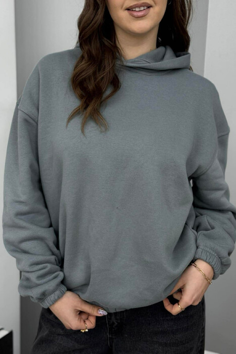 HOODIE NJE NGJYRESHE ME PUSH PER FEMRA NE NGJYRE GRI - 4