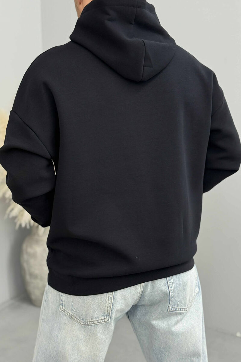 HOODIE NJËNGJYRËSHE ME DIZANJ PARA PËR MESHKUJ NË NGJYRËN BLU TË ERRËT - 3