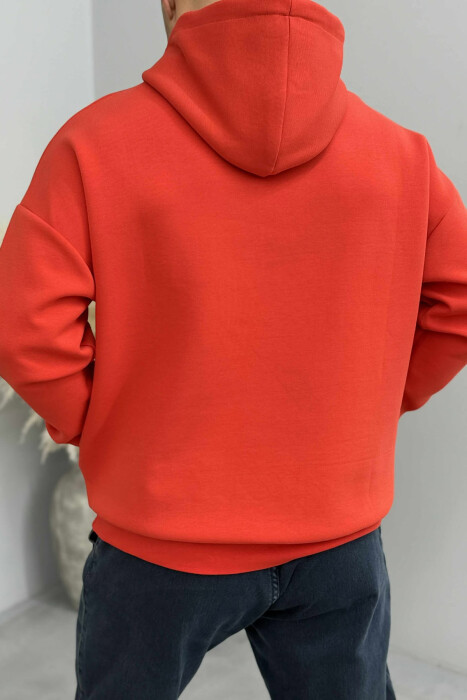 HOODIE NJËNGJYRËSHE ME DIZANJ PARA PËR MESHKUJ NË NGJYRËN E KUQE - 3