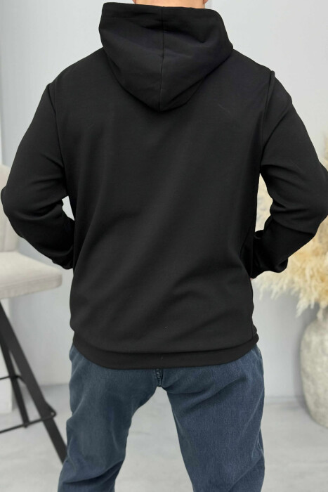 HOODIE NJËNGJYRËSHE ME LOGO TË THJESHTË PARA PËR MESHKUJ NË NGJYRËN E ZEZË - 3