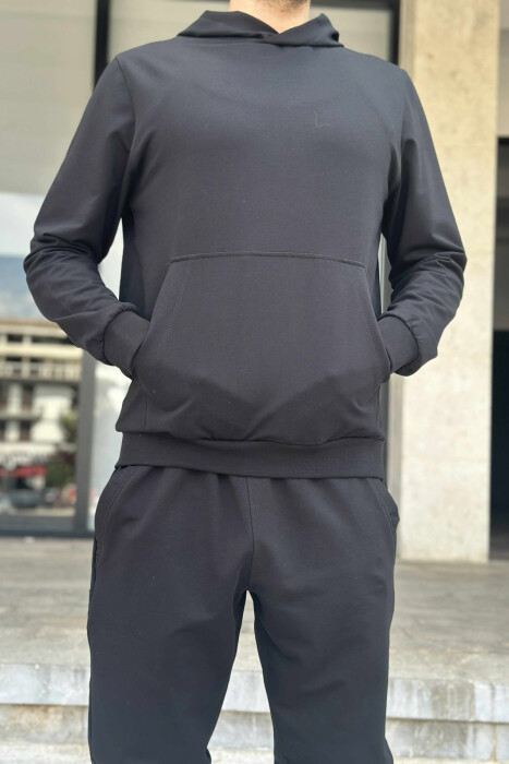 HOODIE+JOGGERS ONE COLOR MEN SET BLACK/ E ZEZE - 3