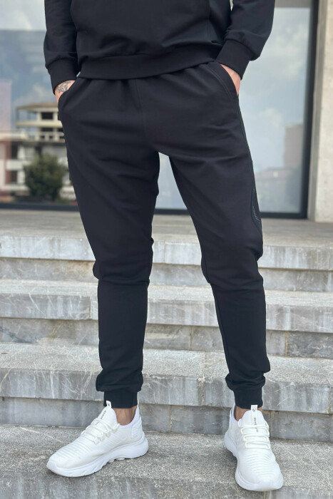 HOODIE+JOGGERS ONE COLOR MEN SET BLACK/ E ZEZE - 4