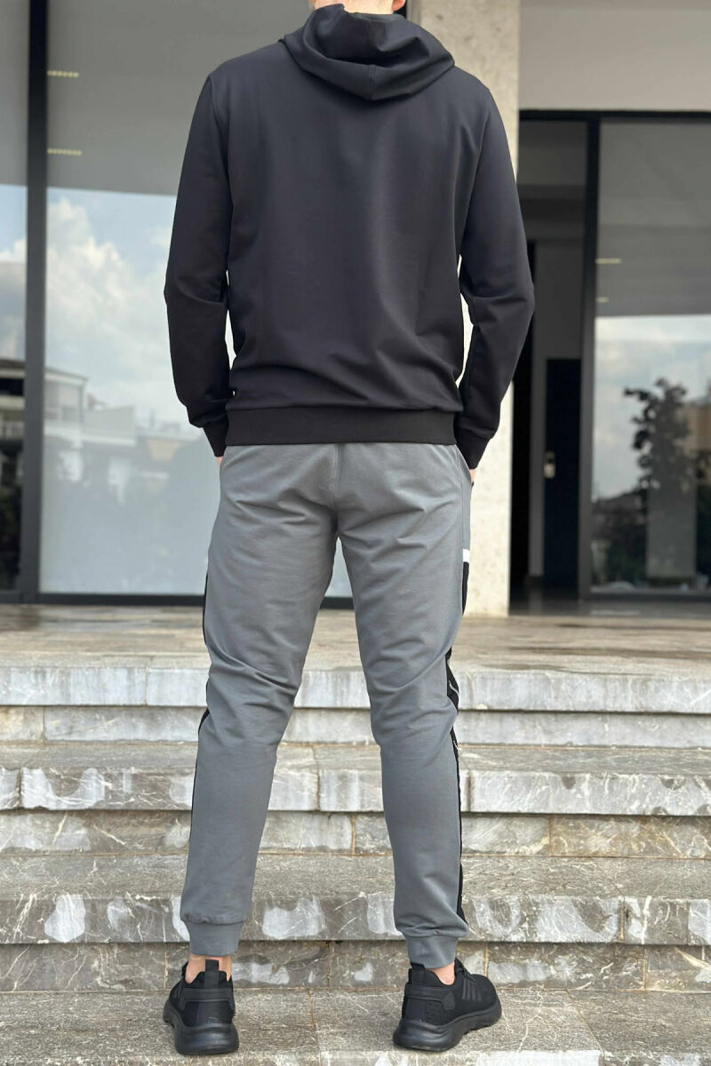 HOODIE+JOGGERS ONE COLOR MEN SET BLACK-GREY/ZEGR - 4