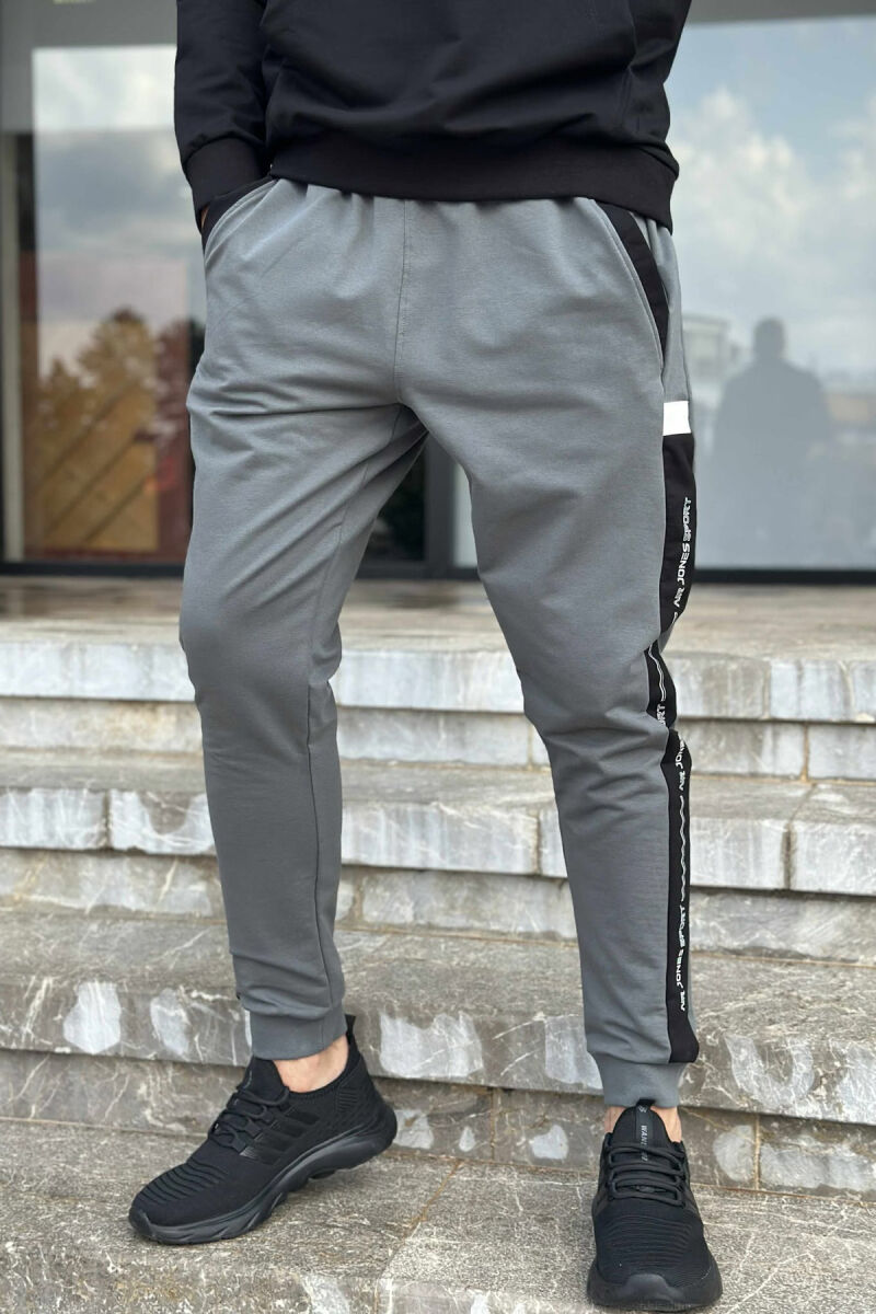 HOODIE+JOGGERS ONE COLOR MEN SET BLACK-GREY/ZEGR - 5