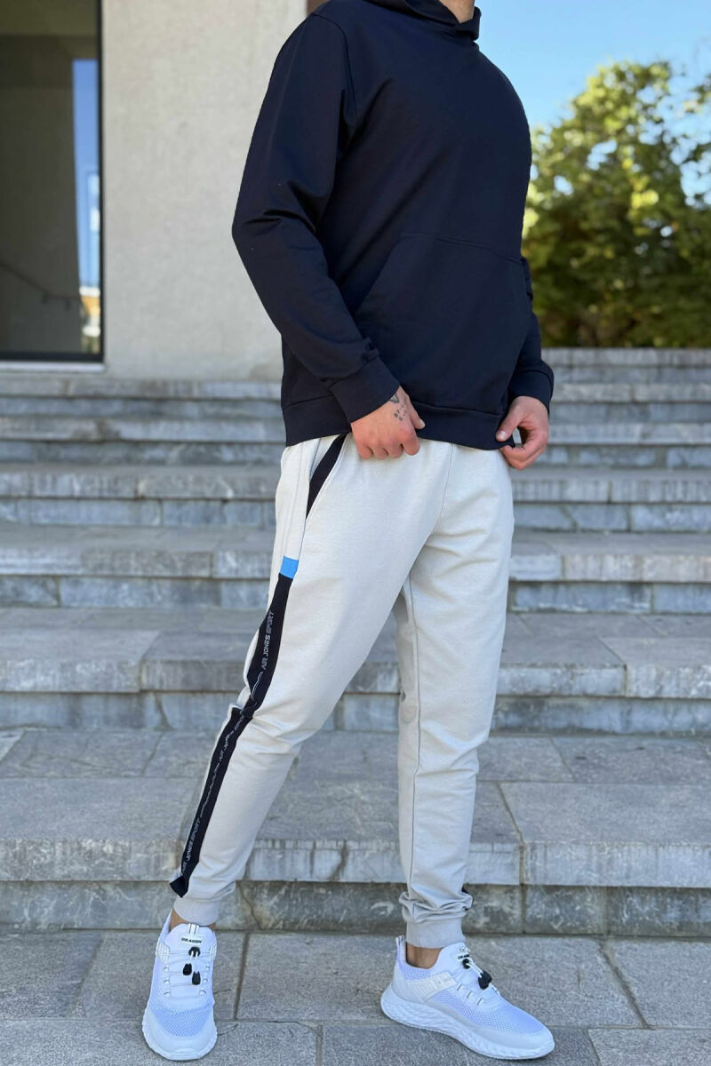 HOODIE+JOGGERS ONE COLOR MEN SET GREY-BLUE/ GRBL - 3
