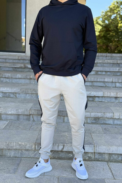 HOODIE+JOGGERS ONE COLOR MEN SET GREY-BLUE/ GRBL 