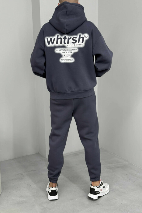 HOODIE+JOGGERS WRITTINGS FLUFFY MEN SET DARK GREY/GEE - 5