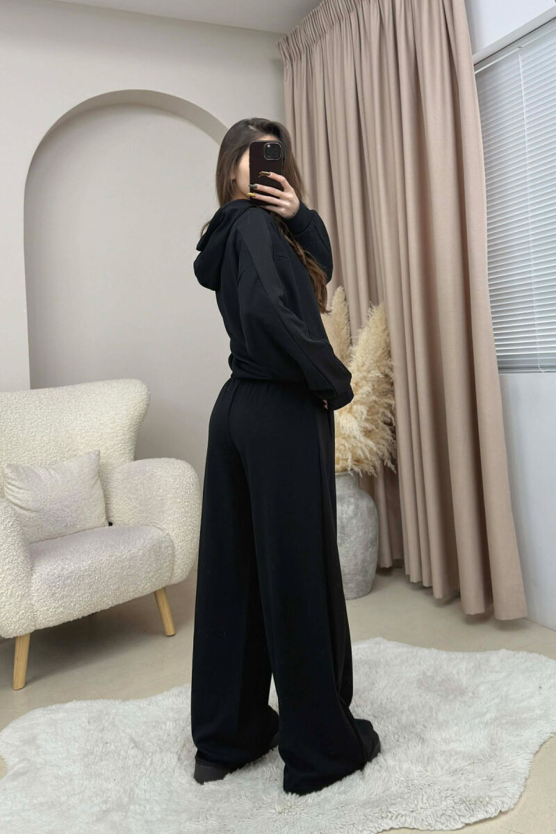 HOODIE+SWEATPANTS ONE COLOR SIMPLE WOMEN SET BLACK/ E ZEZE - 2