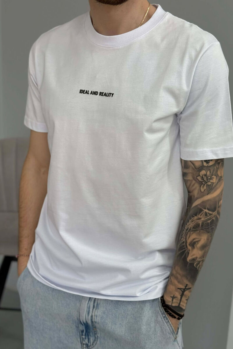 IDEAL AND REALITY WRITTINGS MEN T-SHIRT WHITE-E BARDHE - 2