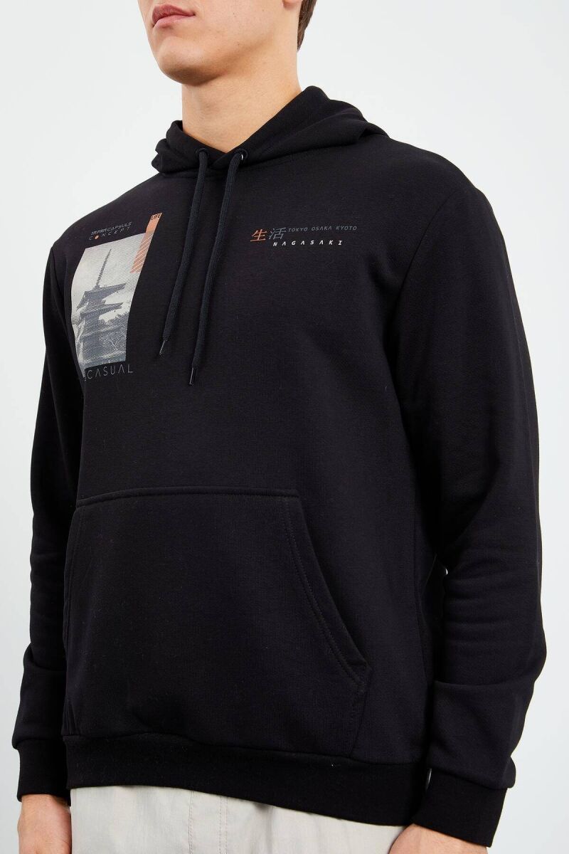 IMAGE LITTLE WRITTINGS COTTON MEN HOODIE BLACK/ E ZEZE - 3