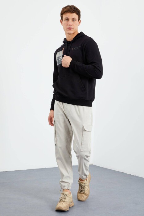 IMAGE LITTLE WRITTINGS COTTON MEN HOODIE BLACK/ E ZEZE - 7