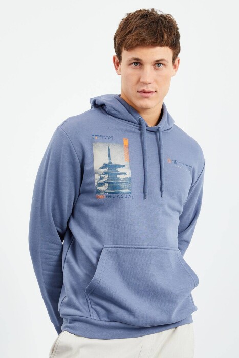 IMAGE LITTLE WRITTINGS COTTON MEN HOODIE LIGHTBLUE/BZ 