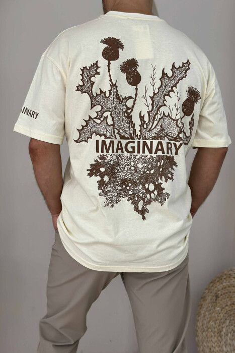 IMAGINARY WRITTING MEN T-SHIRT CREAM/KREM - 2