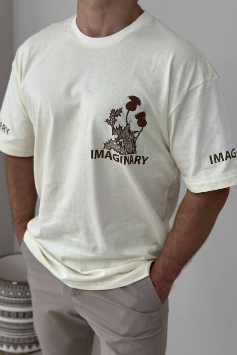 IMAGINARY WRITTING MEN T-SHIRT CREAM/KREM - 3