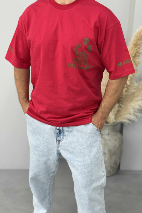IMAGINARY WRITTING MEN T-SHIRT RED/E KUQE - 4