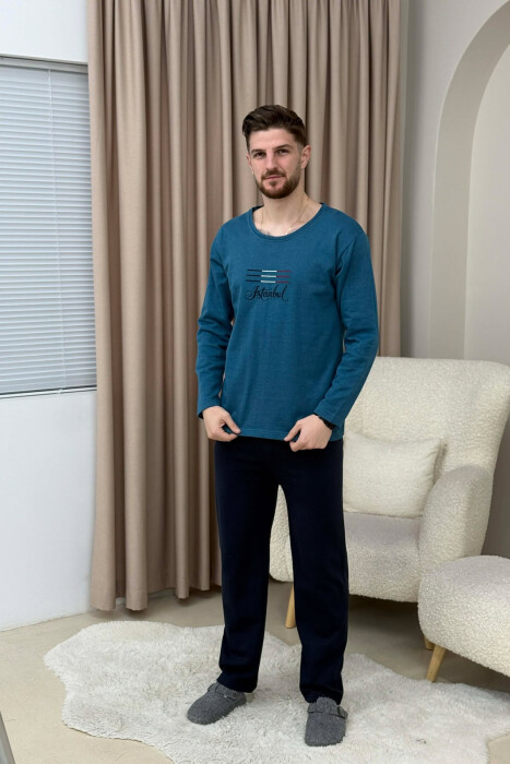 ISTANBUL SWEATSHIRT+TROUSERS MEN PYJAMAS BLUE STONE/GK - 1