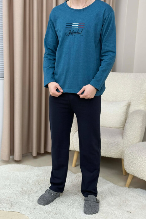 ISTANBUL SWEATSHIRT+TROUSERS MEN PYJAMAS BLUE STONE/GK - 3