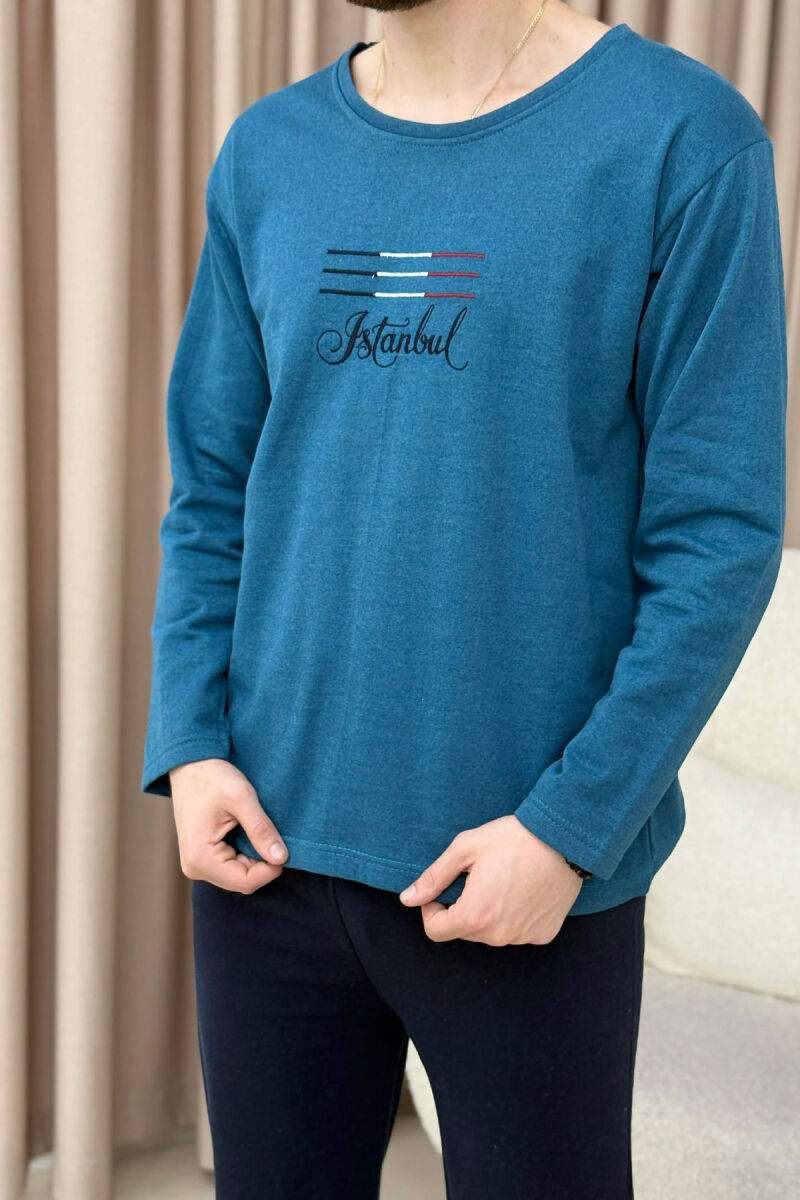 ISTANBUL SWEATSHIRT+TROUSERS MEN PYJAMAS BLUE STONE/GK - 4