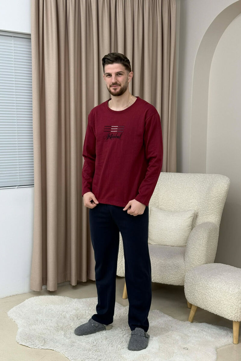 ISTANBUL SWEATSHIRT+TROUSERS MEN PYJAMAS BURGUNDY/VISHNJE - 1
