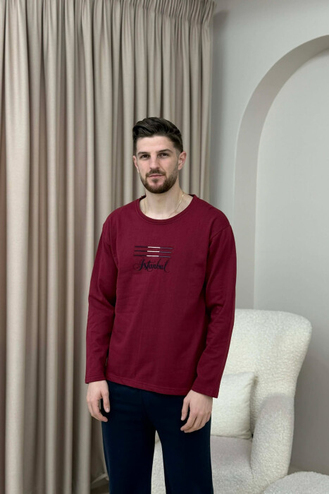 ISTANBUL SWEATSHIRT+TROUSERS MEN PYJAMAS BURGUNDY/VISHNJE - 2