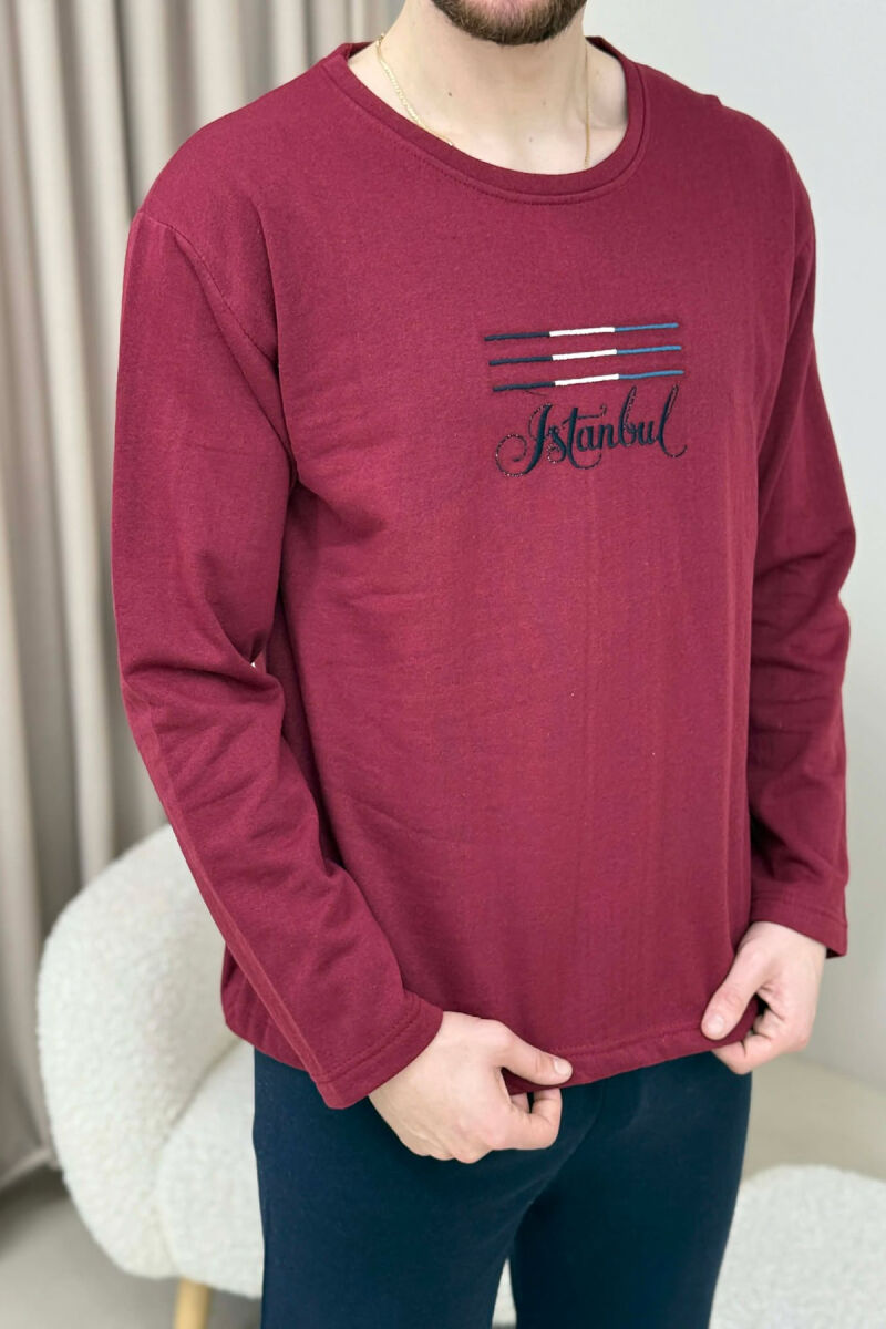 ISTANBUL SWEATSHIRT+TROUSERS MEN PYJAMAS BURGUNDY/VISHNJE - 3