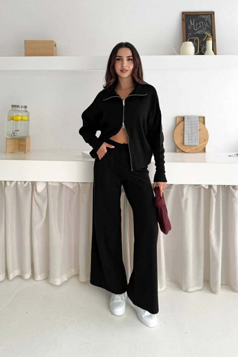 JACKET+TROUSERS SIMPLE KNIT WOMEN SET BLACK/ E ZEZE - 1