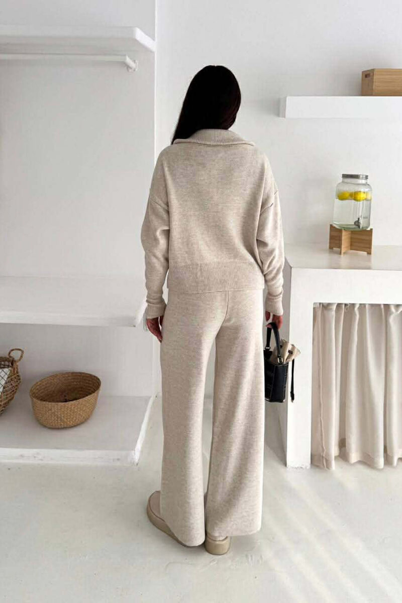 JACKET+TROUSERS SIMPLE KNIT WOMEN SET CREAM/KREM - 3