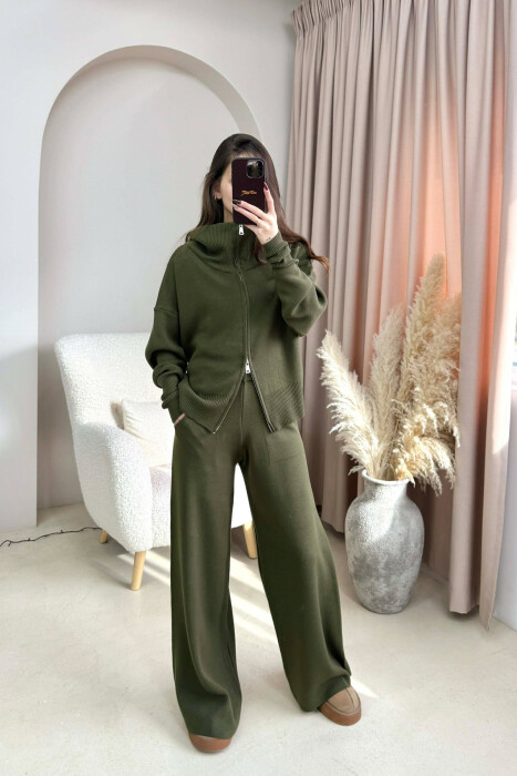 JACKET+TROUSERS SIMPLE KNIT WOMEN SET GREEN/JESHILE 