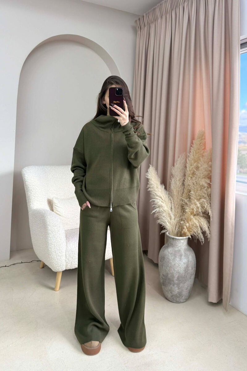 JACKET+TROUSERS SIMPLE KNIT WOMEN SET GREEN/JESHILE - 2