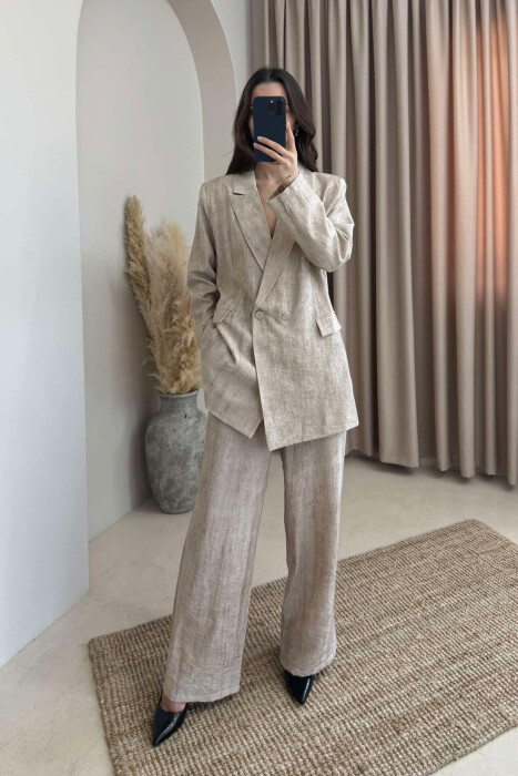 JACKET+TROUSERS SIMPLE WOMEN SET BEIGE/BEZHE - 1
