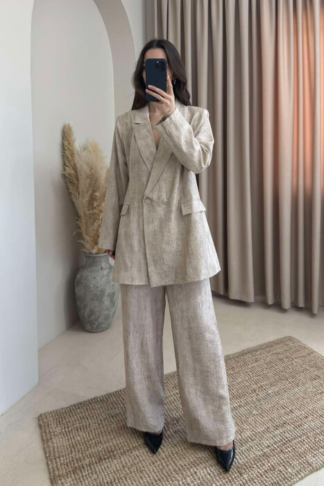 JACKET+TROUSERS SIMPLE WOMEN SET BEIGE/BEZHE - 2