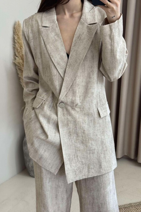 JACKET+TROUSERS SIMPLE WOMEN SET BEIGE/BEZHE - 3