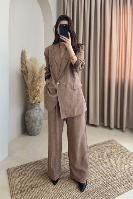 JACKET+TROUSERS SIMPLE WOMEN SET BROWN/KAFE - 1