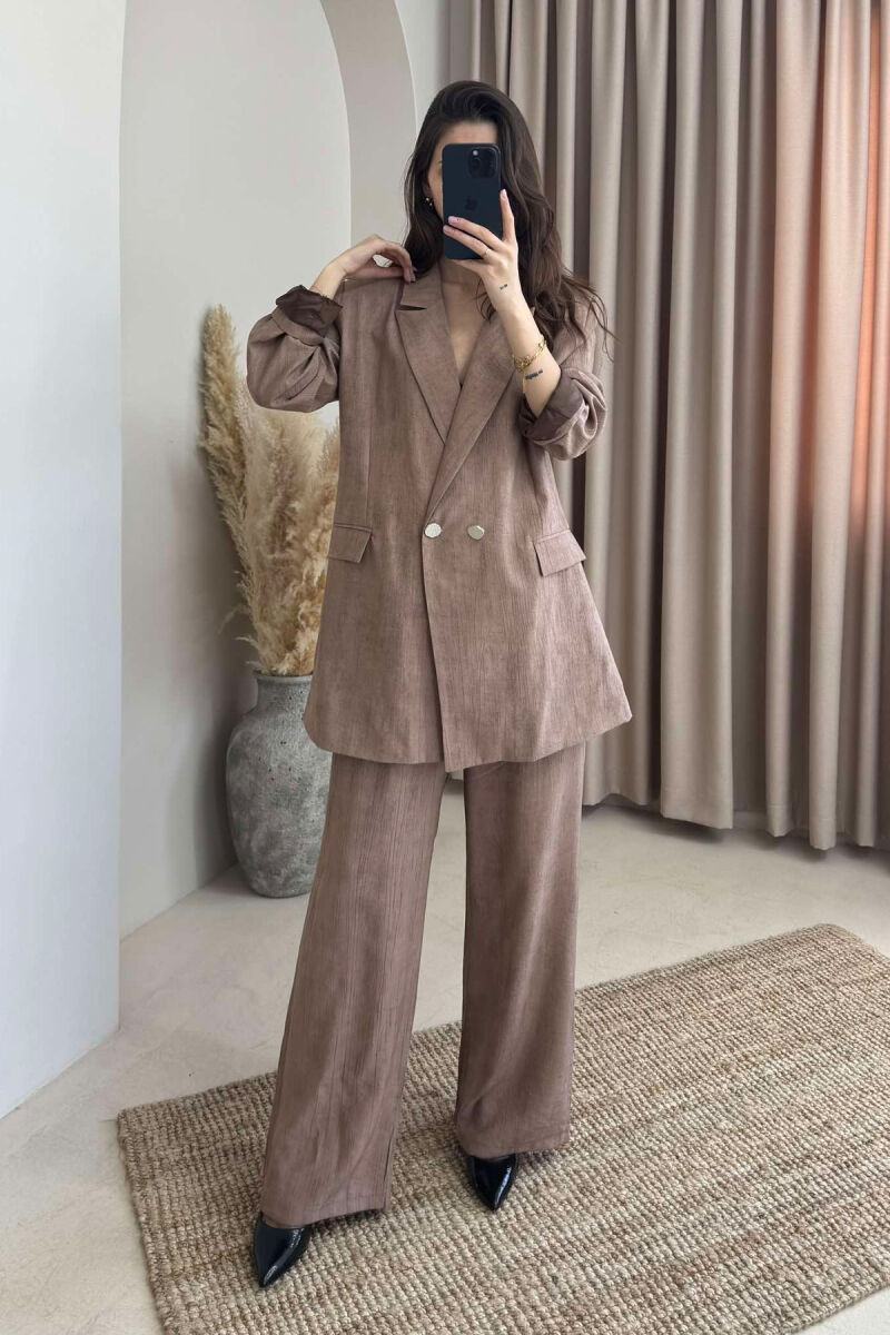 JACKET+TROUSERS SIMPLE WOMEN SET BROWN/KAFE - 2