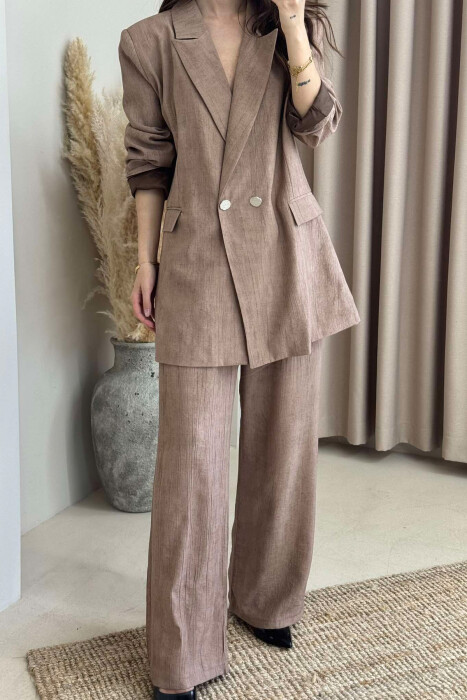 JACKET+TROUSERS SIMPLE WOMEN SET BROWN/KAFE - 3