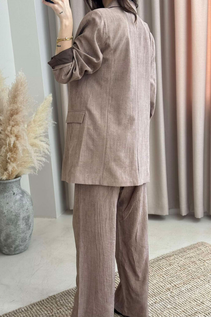 JACKET+TROUSERS SIMPLE WOMEN SET BROWN/KAFE - 5