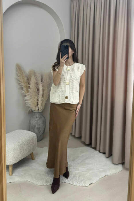 JELEK I THJESHTË ME KOPSA GOLD PËR FEMRA NË NGJYRË KREM - 2