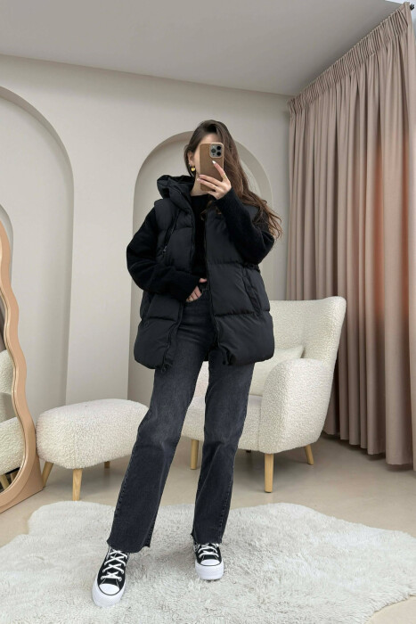 JELEK I THJESHTE NJE NGJYRESH ME KAPUÇ PER FEMRA NE NGJYRE TE ZEZE - 5